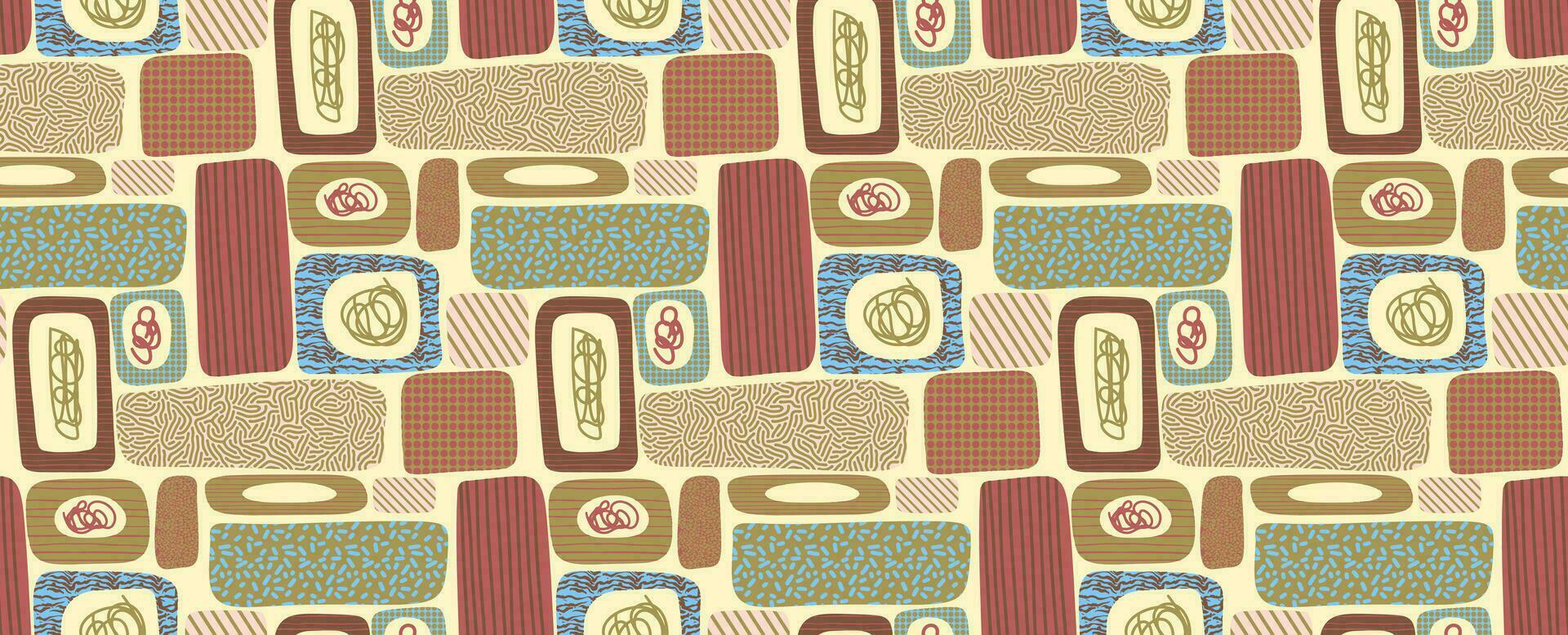Seamless pattern in retro style. Abstract drawing in a flat style. Scribble. vector