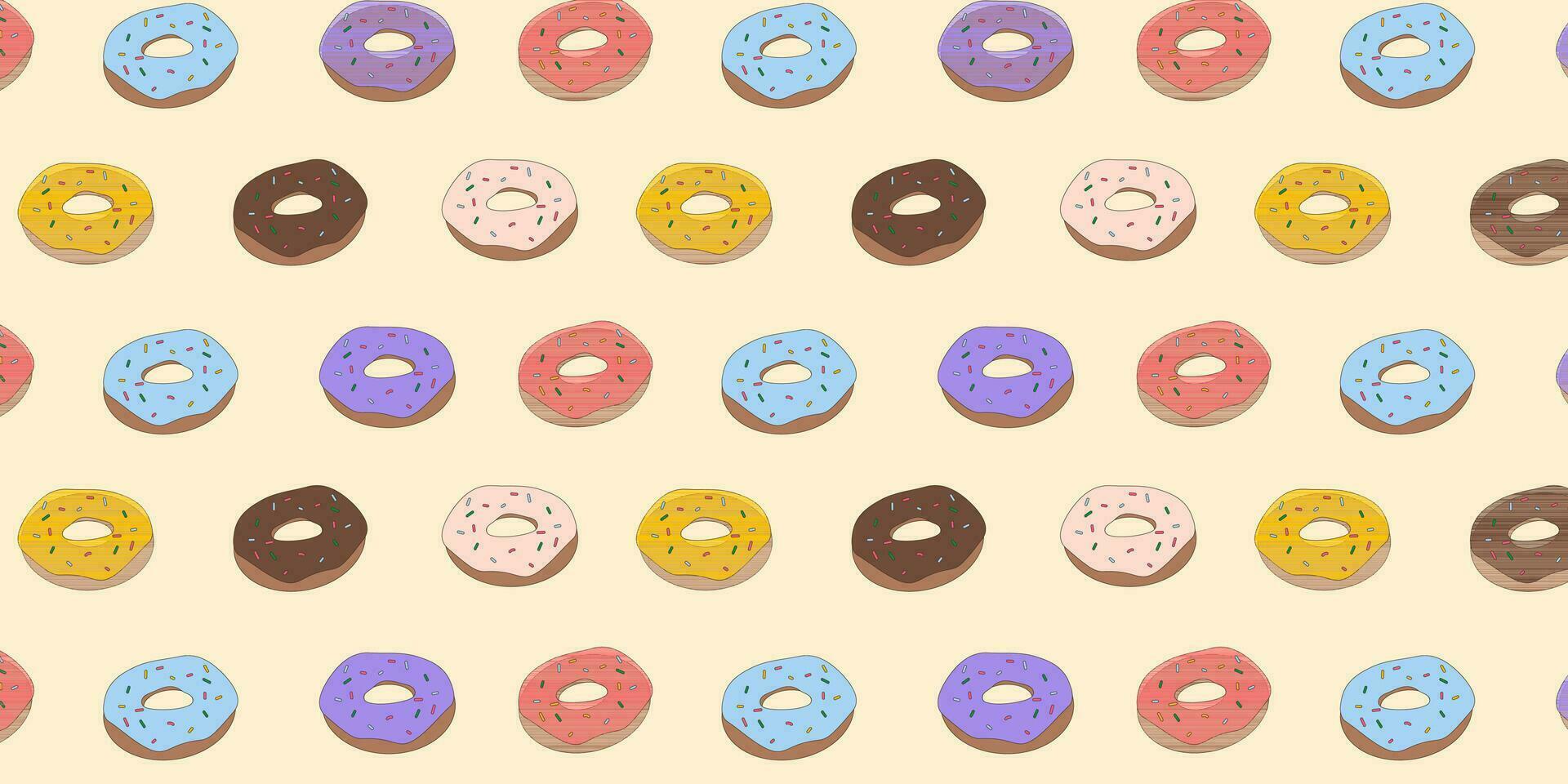 Donuts seamless pattern. Multicolored donuts in cartoon style with a stroke. vector