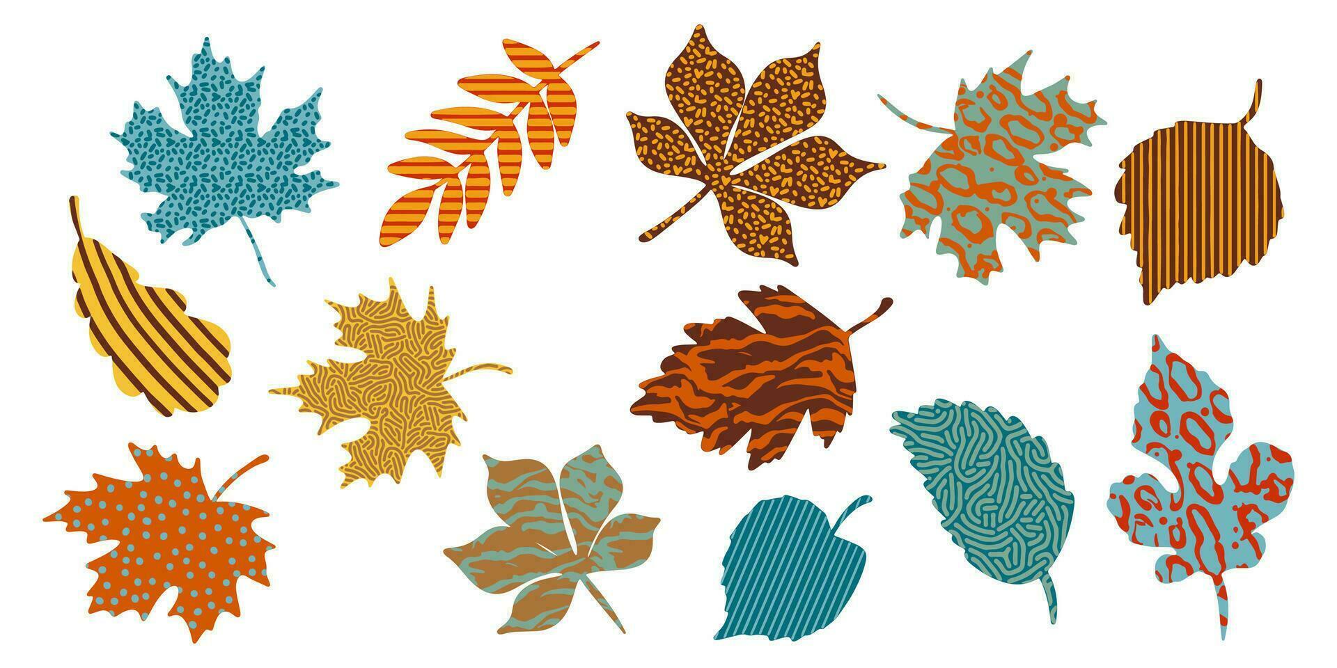 conjunto de otoño hojas en plano estilo. vistoso hojas. vector ilustración.