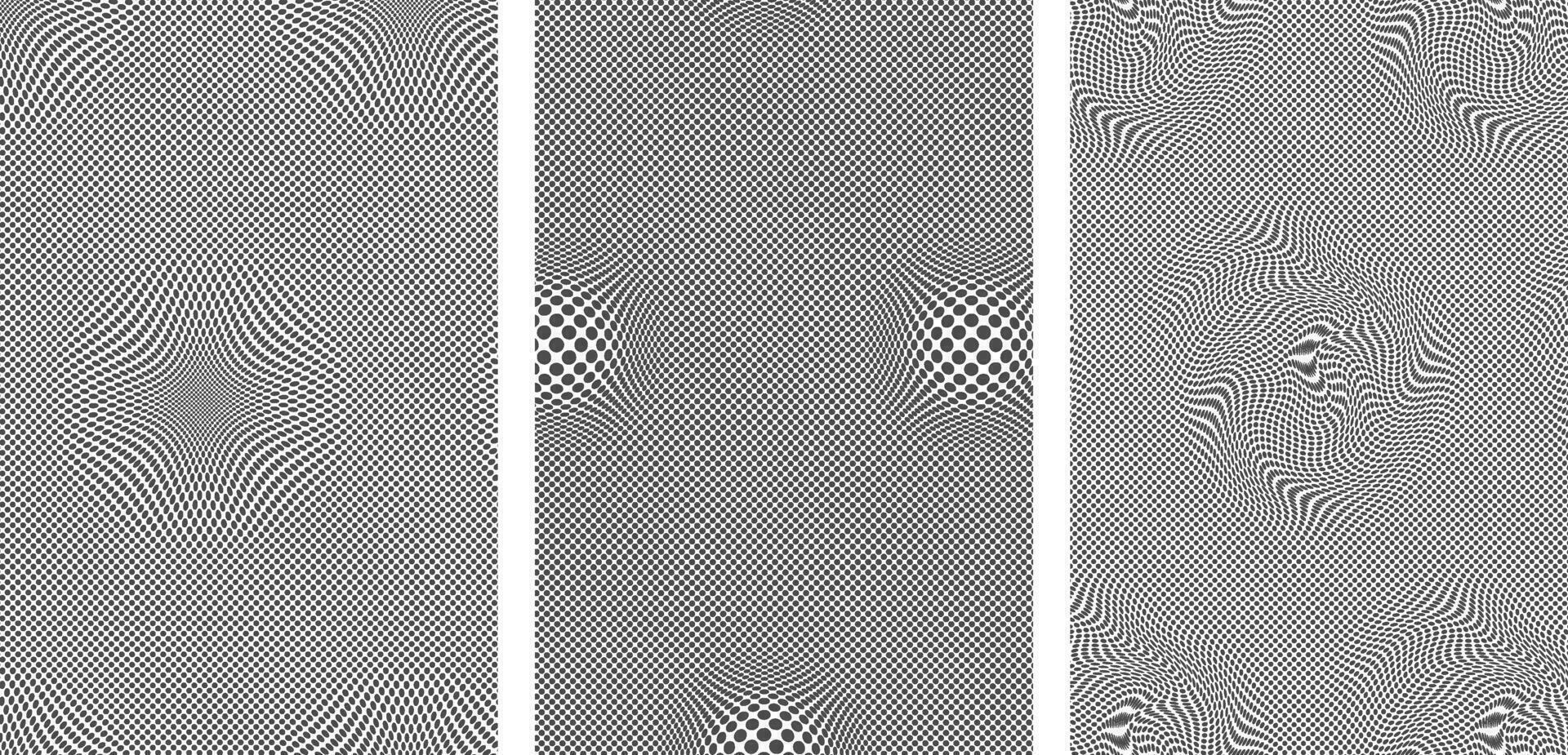 Halftone seamless pattern with the illusion of deformation. Vector background in retro style.