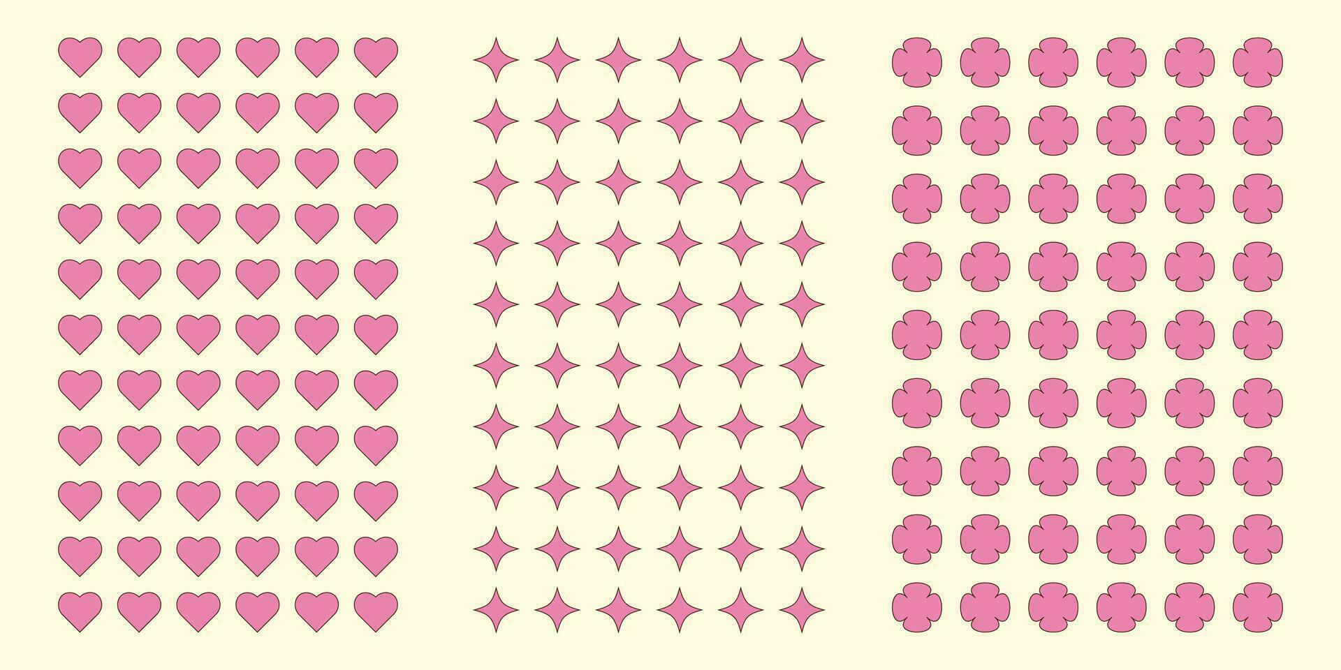 Geometric background retro style, heart, clover, quadrangular star, pink color vector