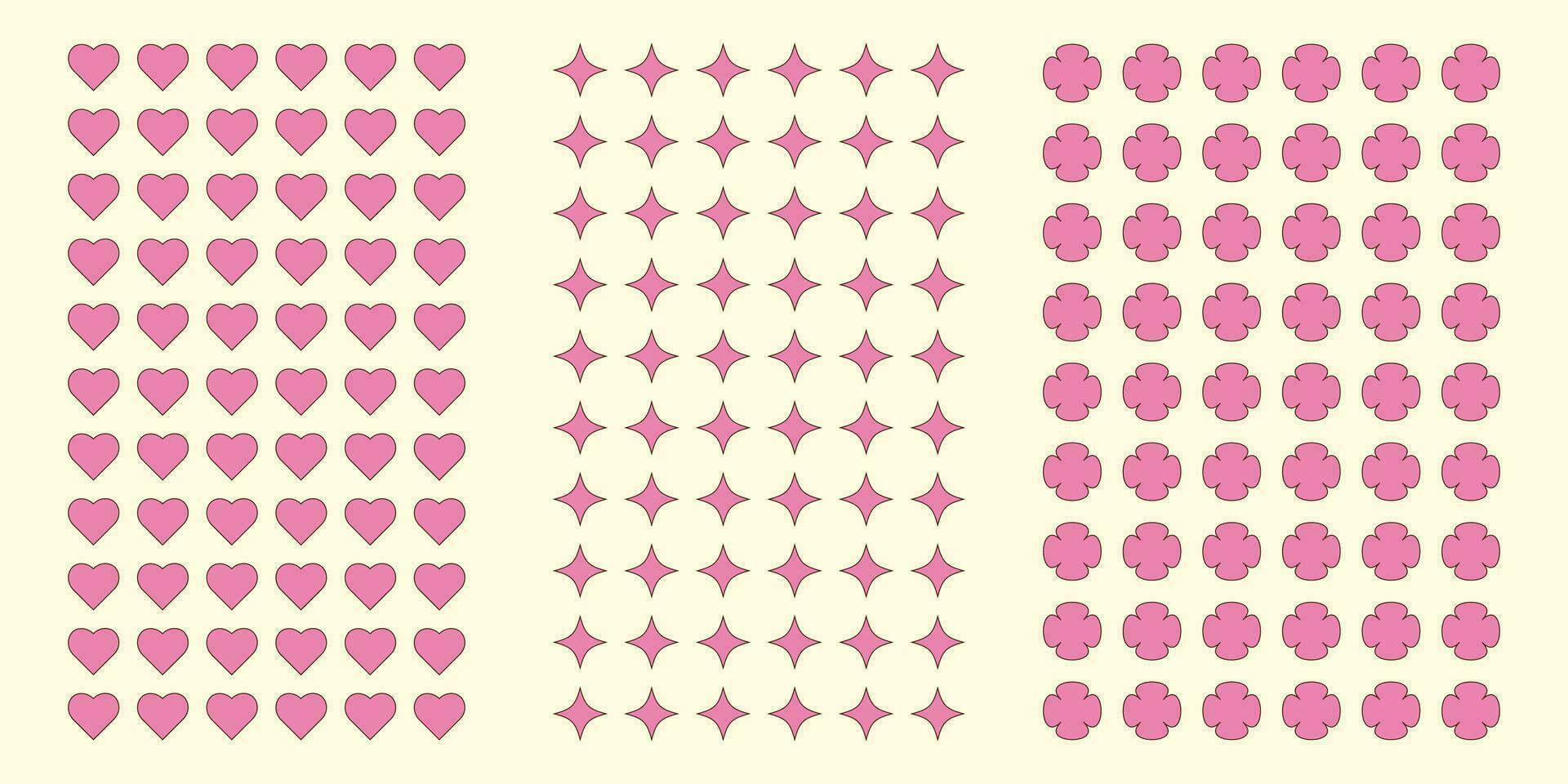 Geometric background retro style, heart, clover, quadrangular star, pink color vector