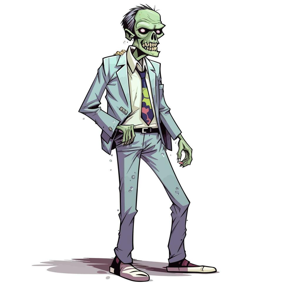 dibujos animados negocio zombi vector