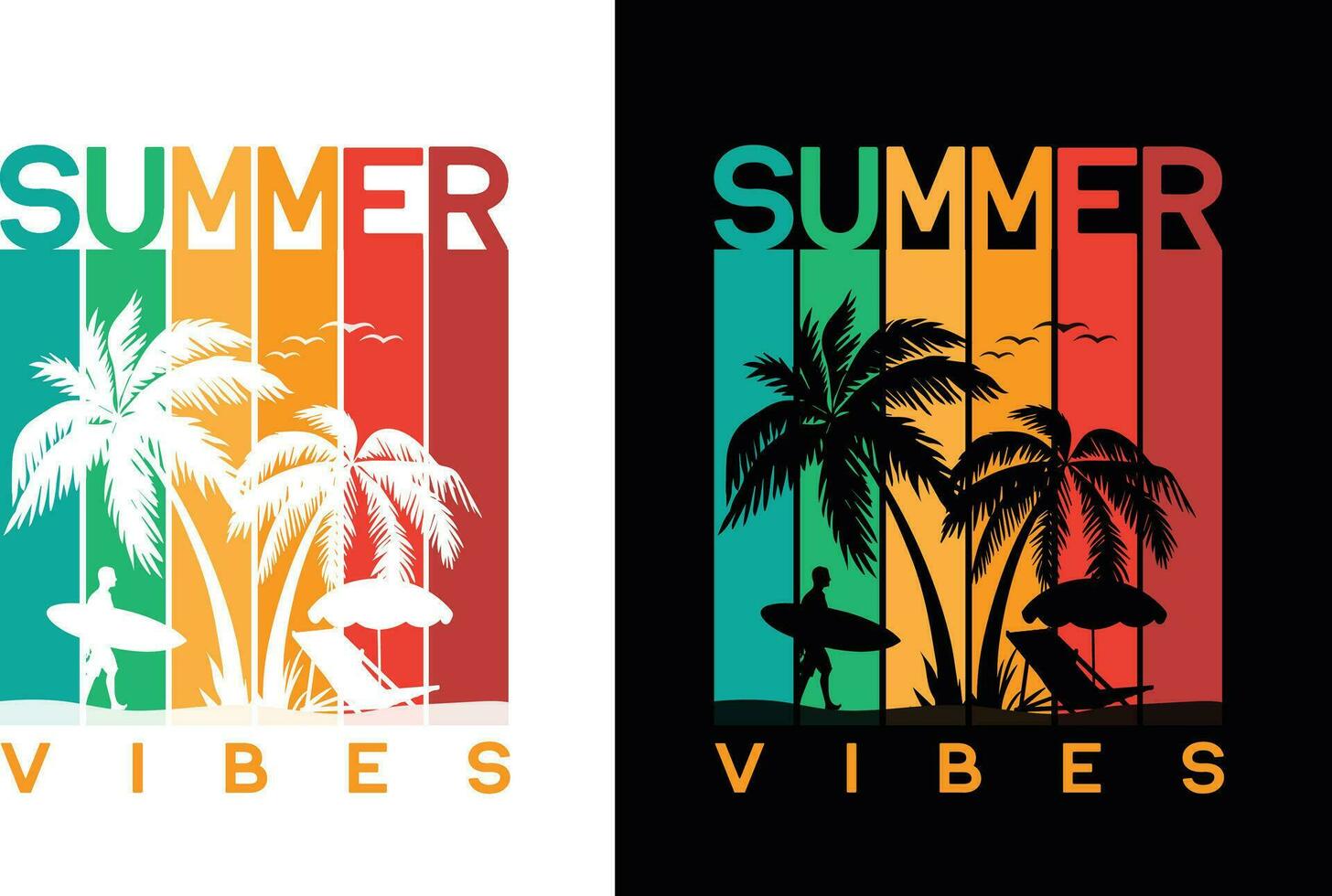 diseño de camiseta de vibraciones de verano vector