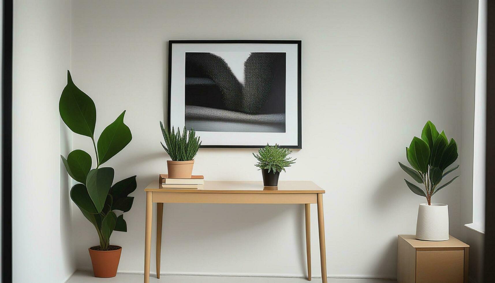 a photo of a frame on white wall