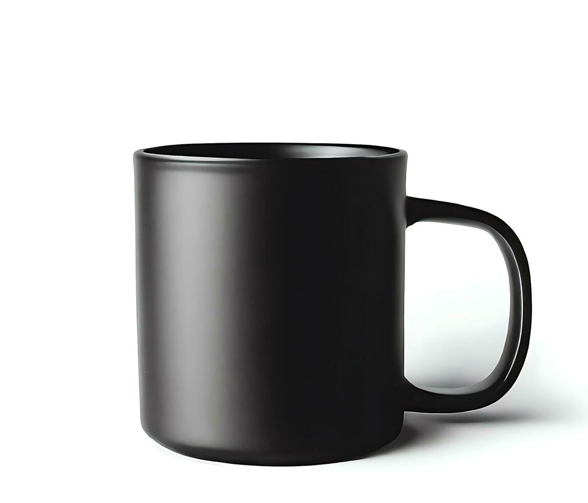 Ai generate Free photo black mug with copy space on gray backgroun