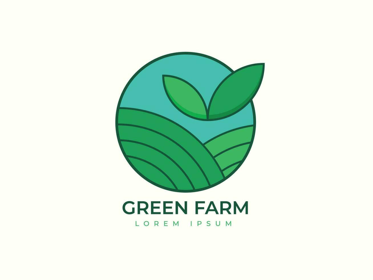 Green farm market logo, eco field vector sign