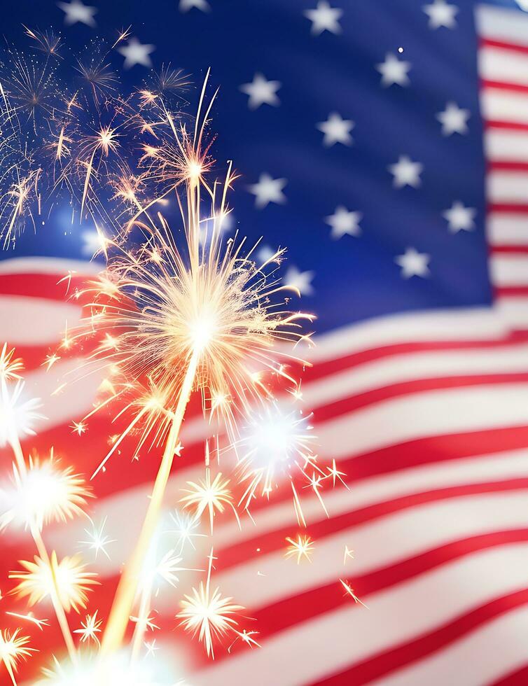 Ai generate photo usa independence day concept with sparkler