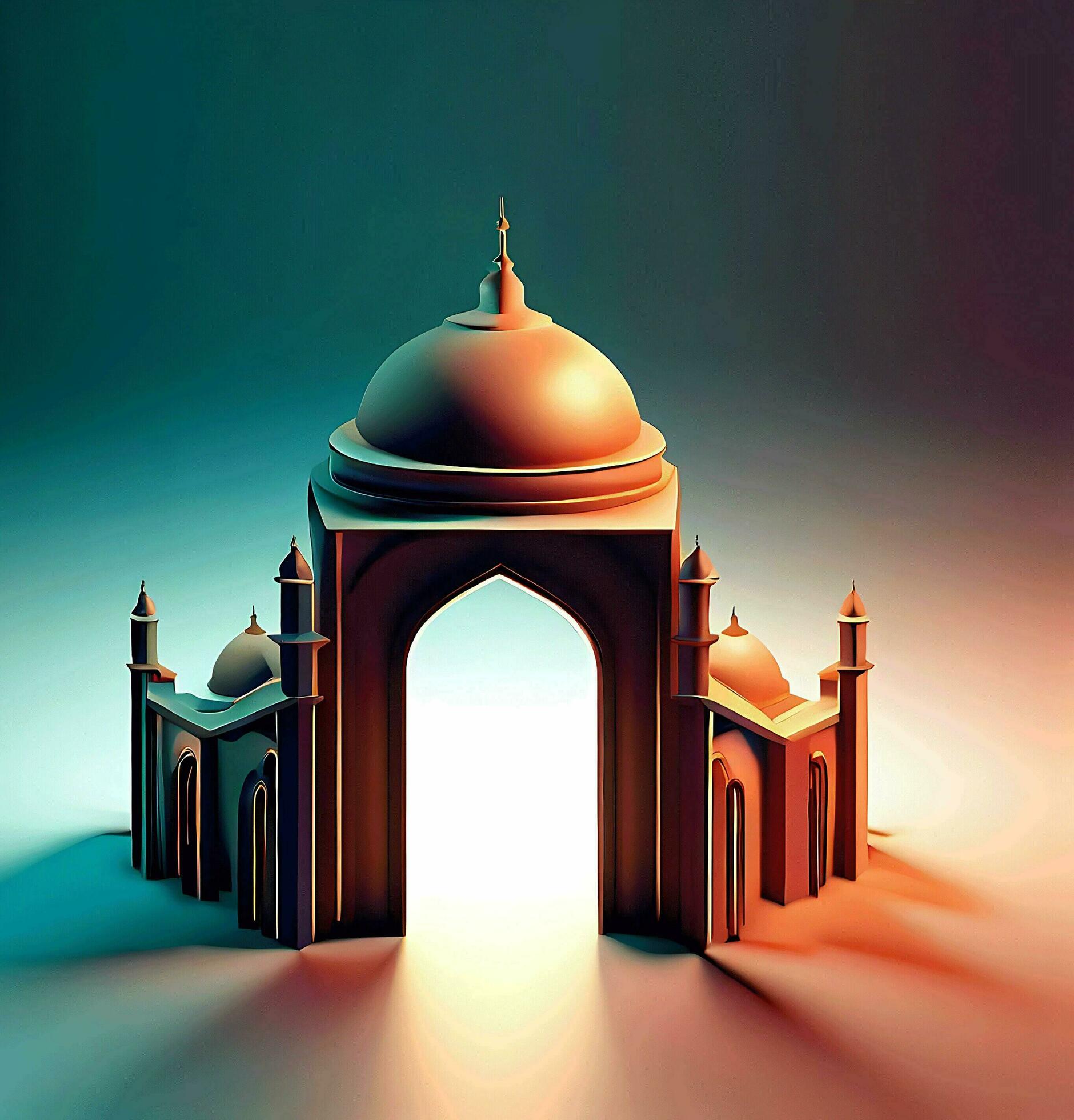 3d Illustration Gate Entrance Islamic Arabic Stock Illustration