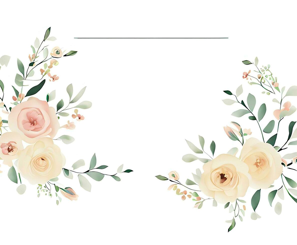 Ai generate photo Wedding Invitation Floral Border Image