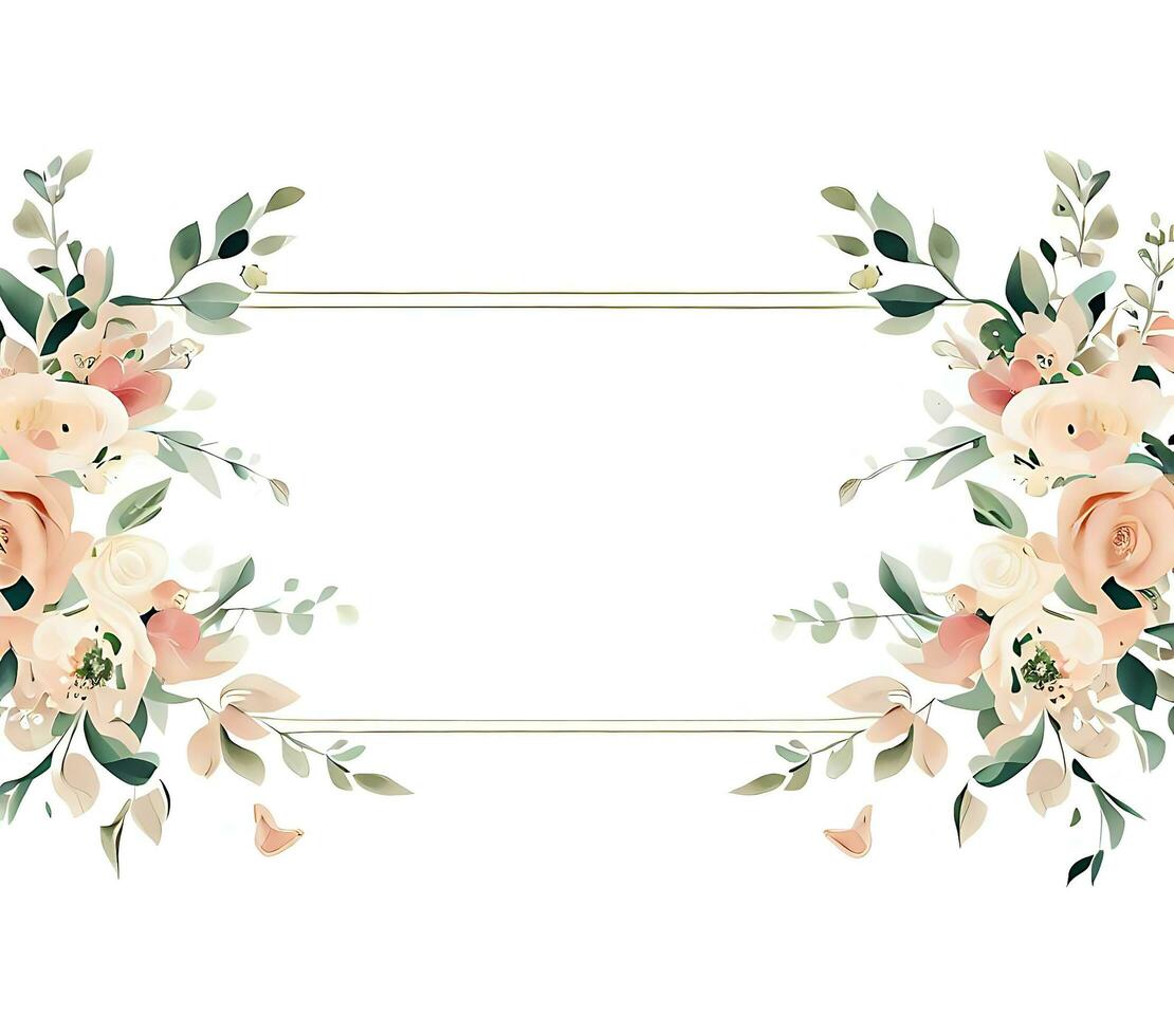 Ai generate photo Wedding Invitation Floral Border Image