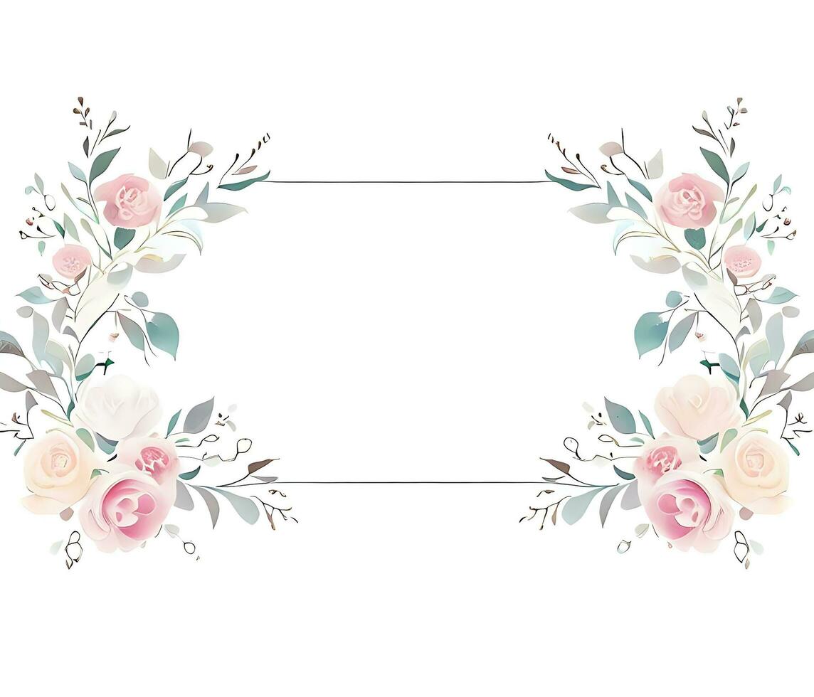 Ai generate photo Wedding Invitation Floral Border Image