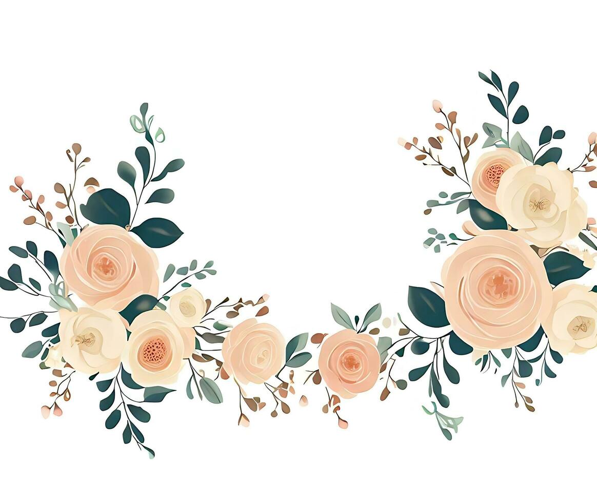 Ai generate photo Wedding Invitation Floral Border Image