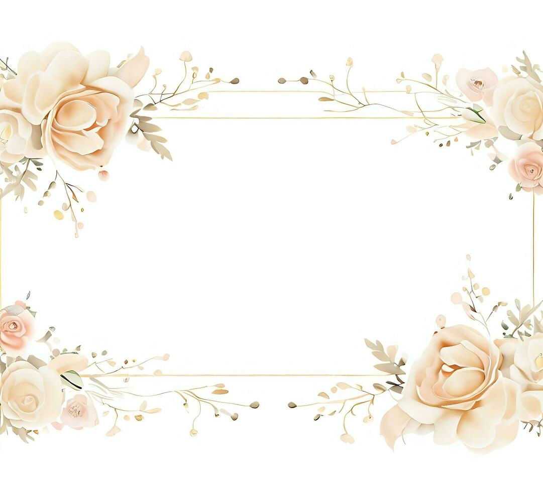 Ai generate photo Wedding Invitation Floral Border Image