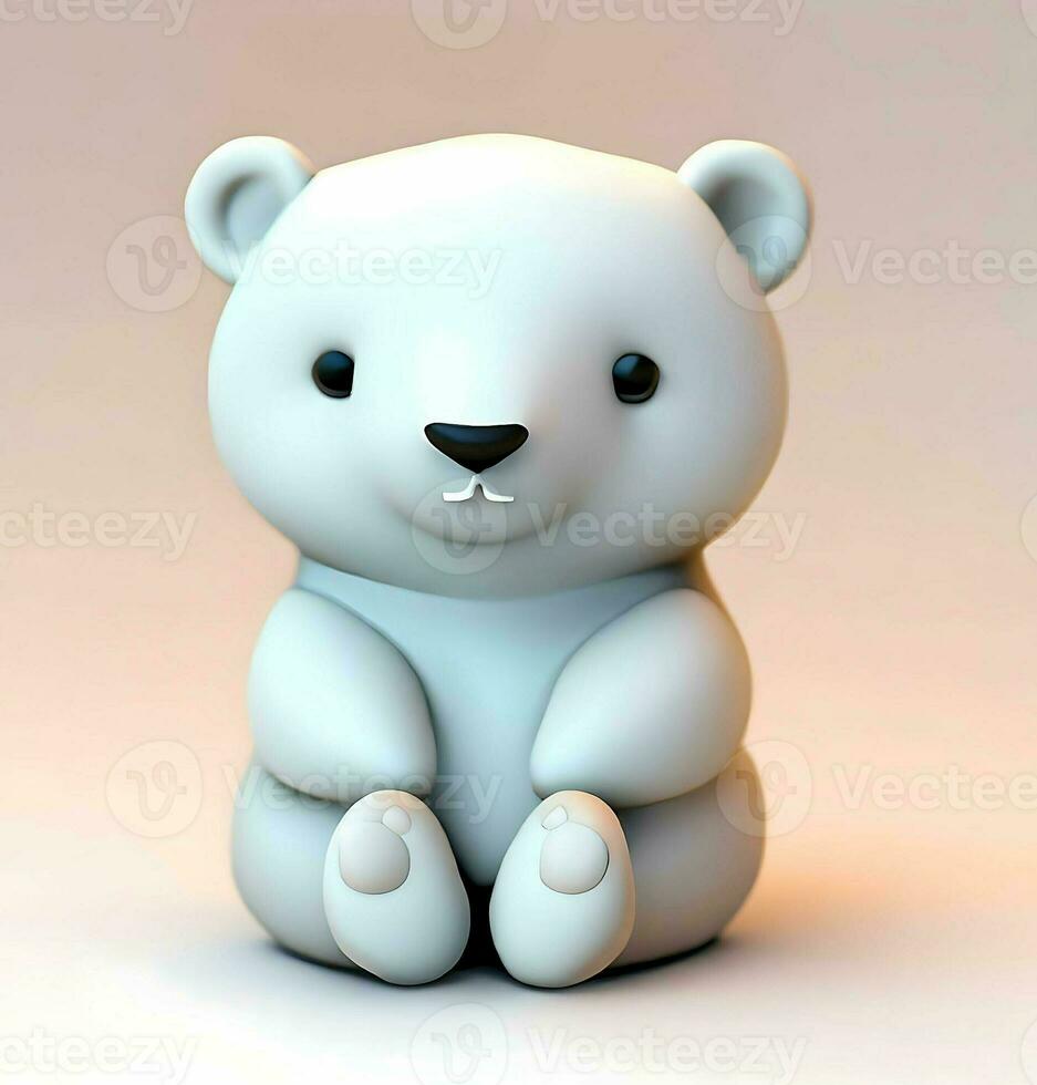 Ai generate photo 3d render of a cute polar bear, product design