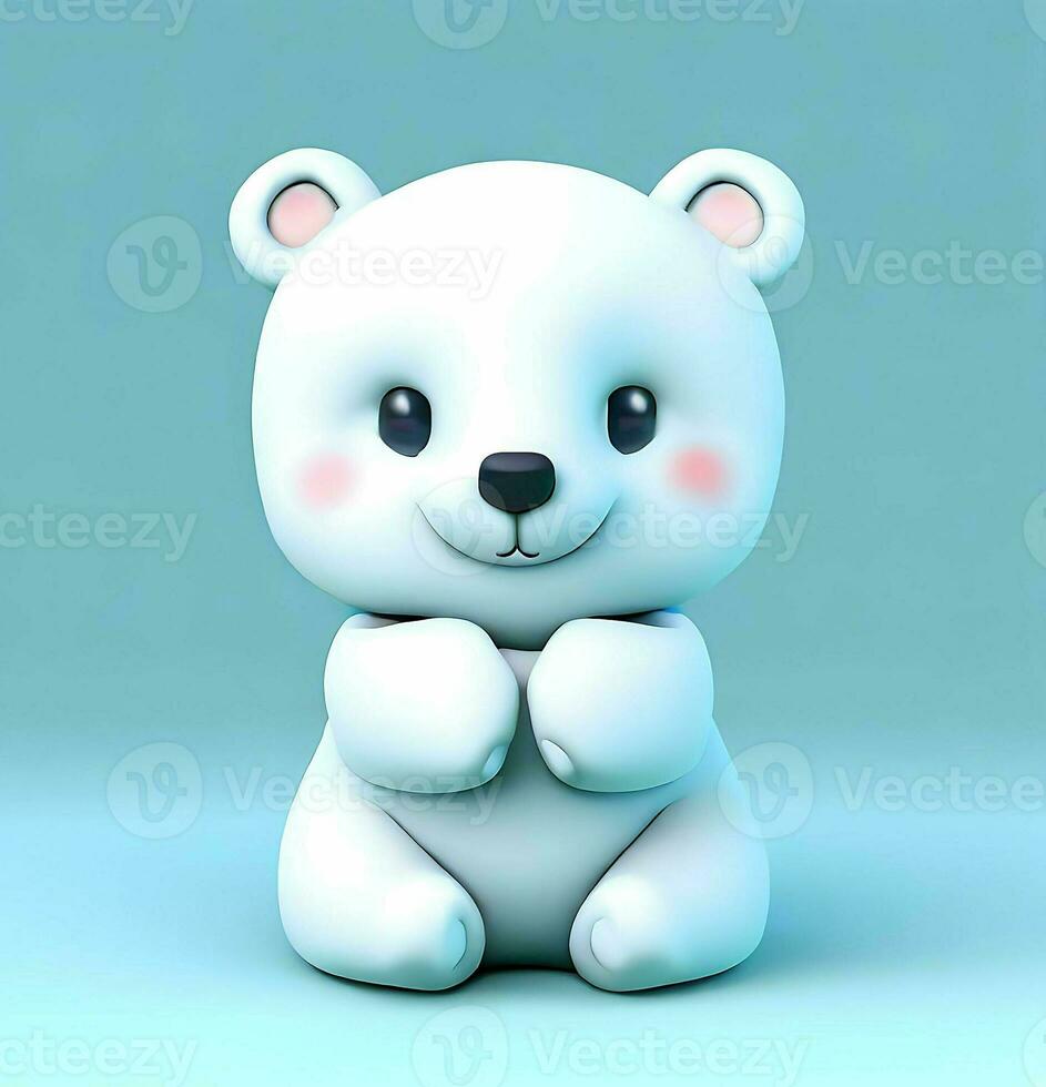 Ai generate photo 3d render of a cute polar bear, product design