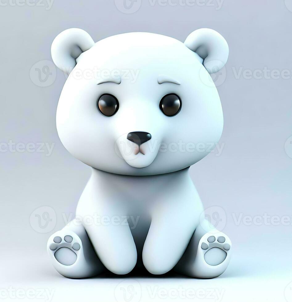 Ai generate photo 3d render of a cute polar bear, product design