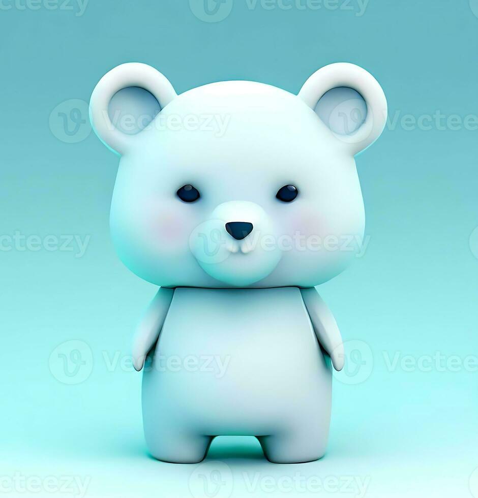 Ai generate photo 3d render of a cute polar bear, product design