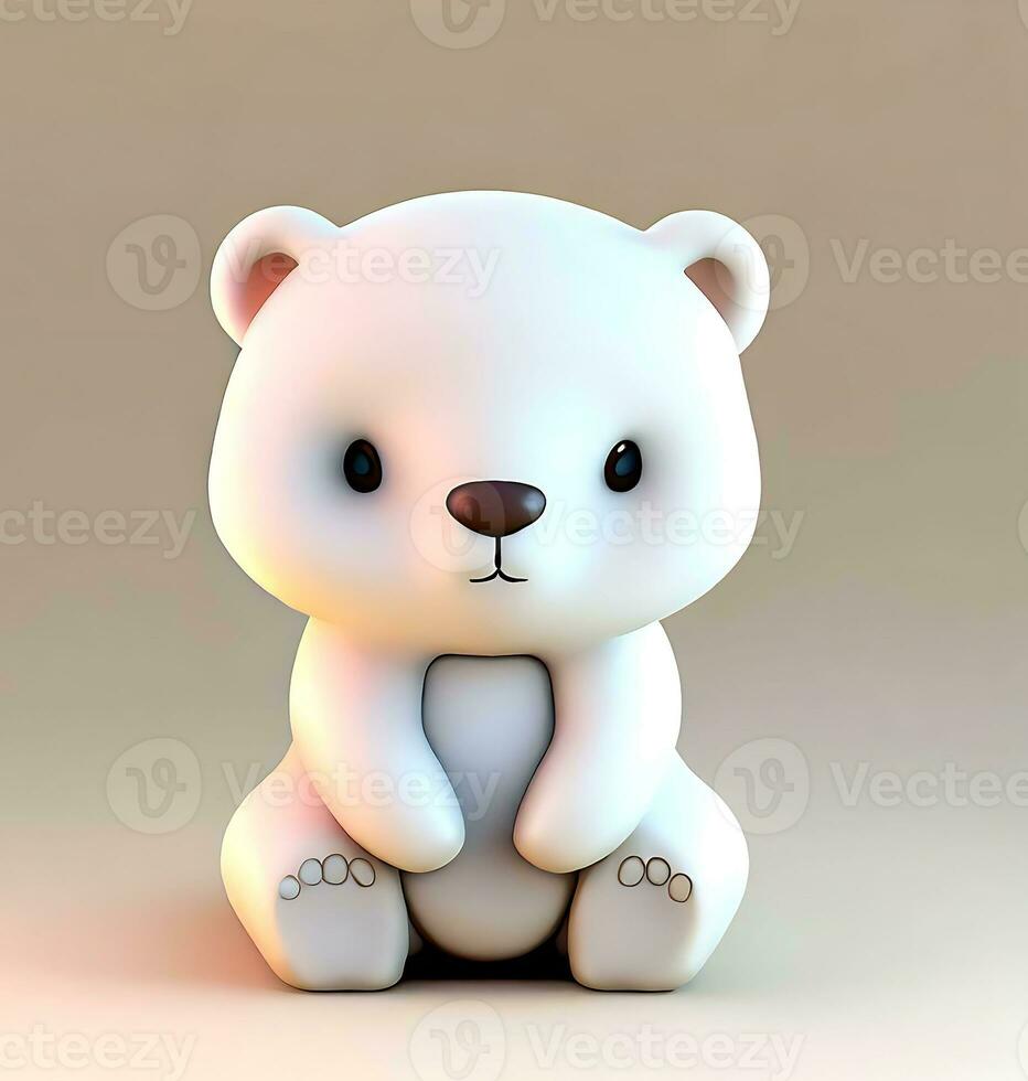 Ai generate photo 3d render of a cute polar bear, product design