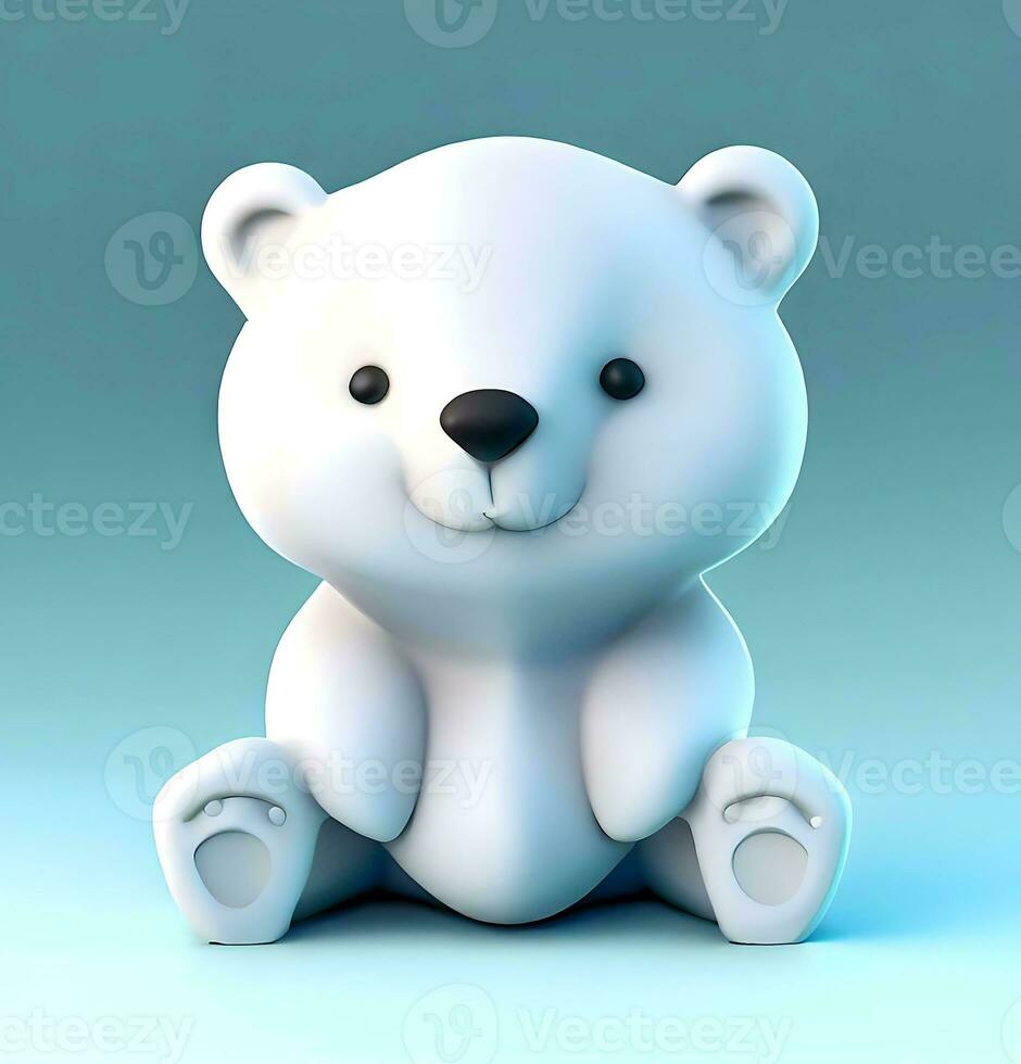 Ai generate photo 3d render of a cute polar bear, product design