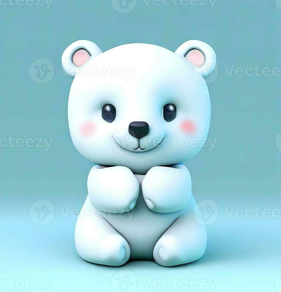Ai generate photo 3d render of a cute polar bear, product design