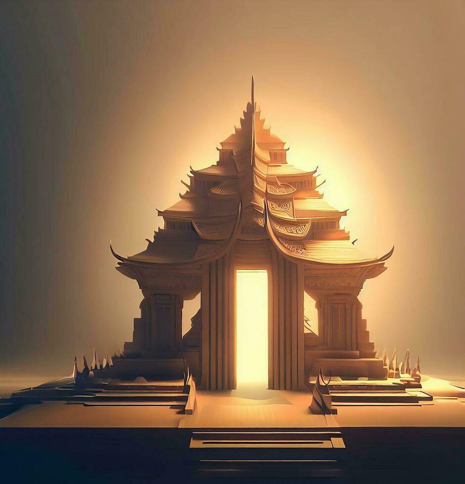 ai generate photo 3d illustration of a temple with a gate in the middle
