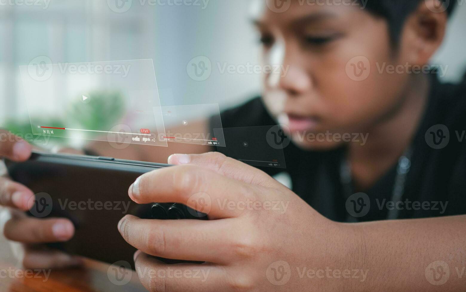 Person watching online movie or TV series on smartphone screen. streaming online, watching video on internet, live concert, show or tutorial. Concept of live digital stream. photo