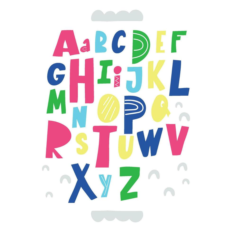linda escrito alfabeto. adecuado para impresión en camisetas, carteles y postales vector