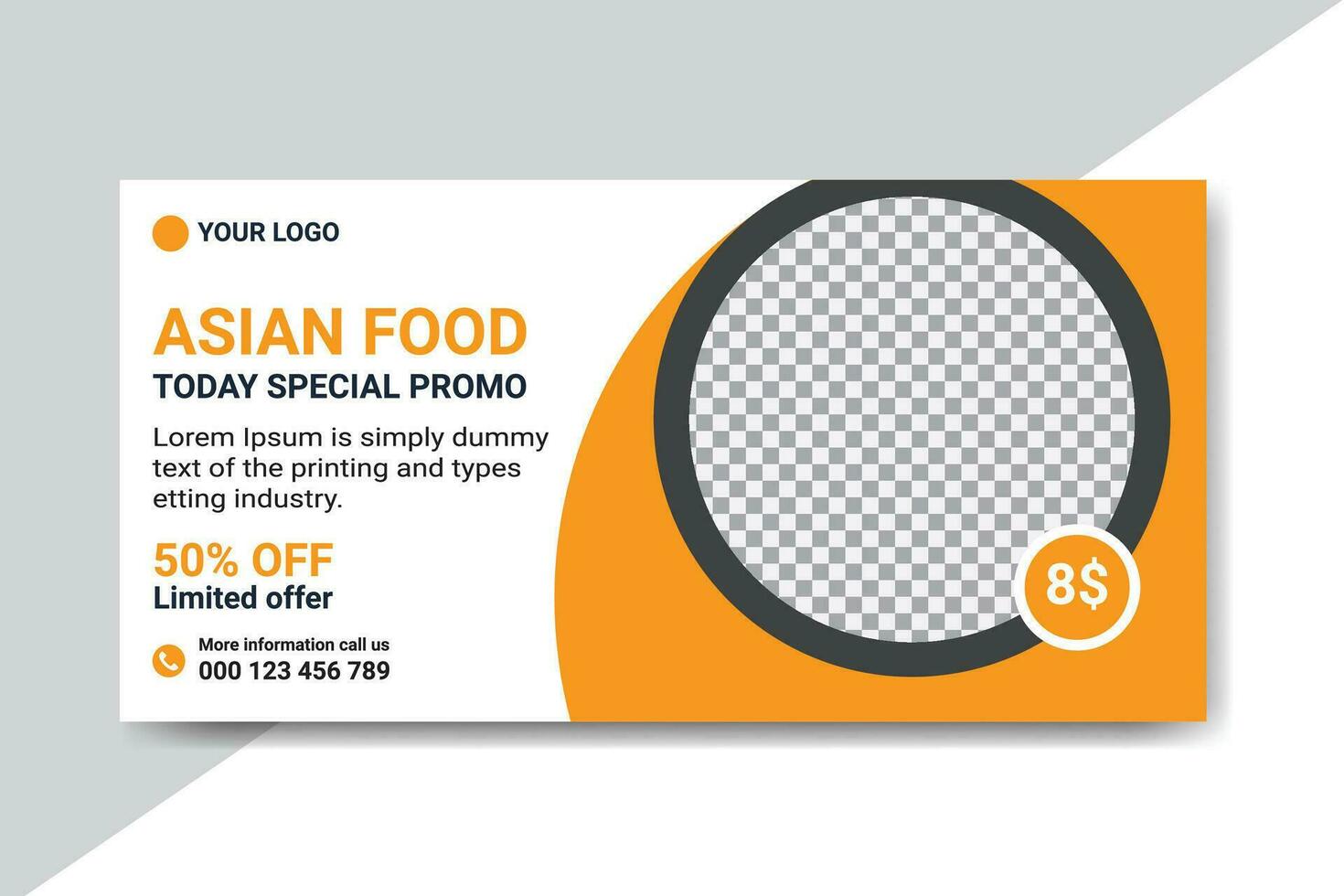 New Food Menu And Restauran Delicious Asian Food Sale Standard Banner Templatet vector