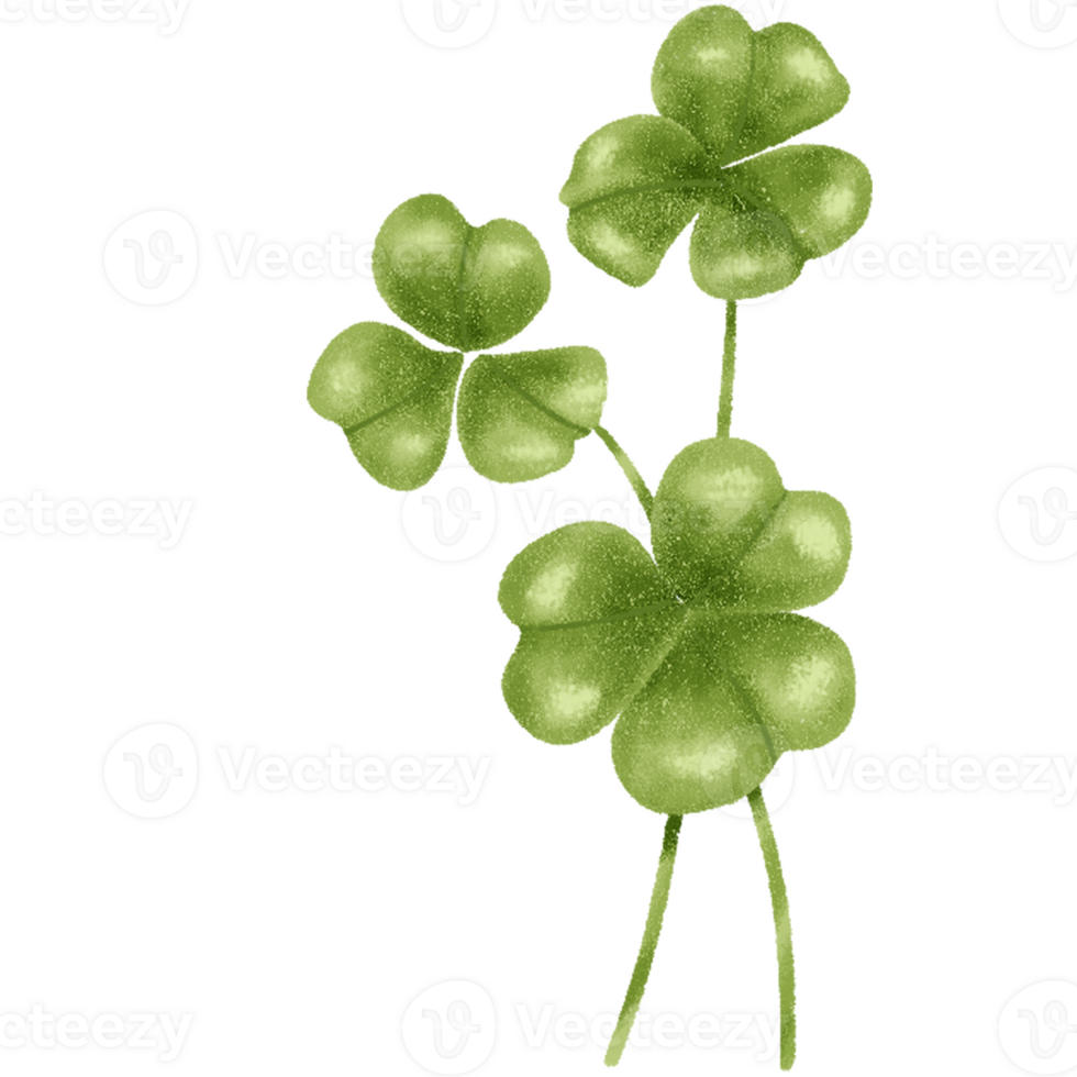 Cartoon Green Lucky Four Leaf Irish Clover for St. Patrick's Day png