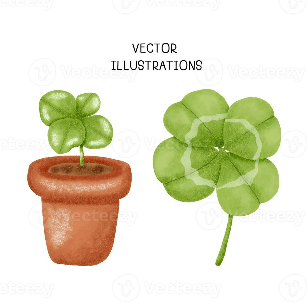 Cartoon Green Lucky Four Leaf Irish Clover for St. Patrick's Day photo