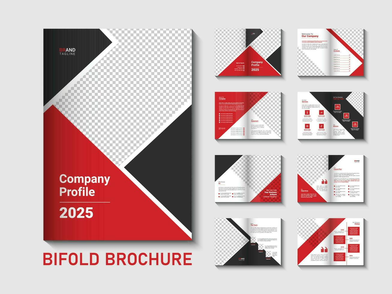 16 pages company profile bifold brochure design template vector