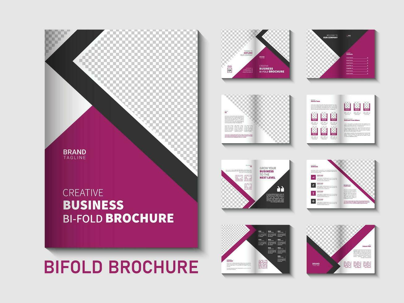 16 pages company profile bifold brochure design template vector