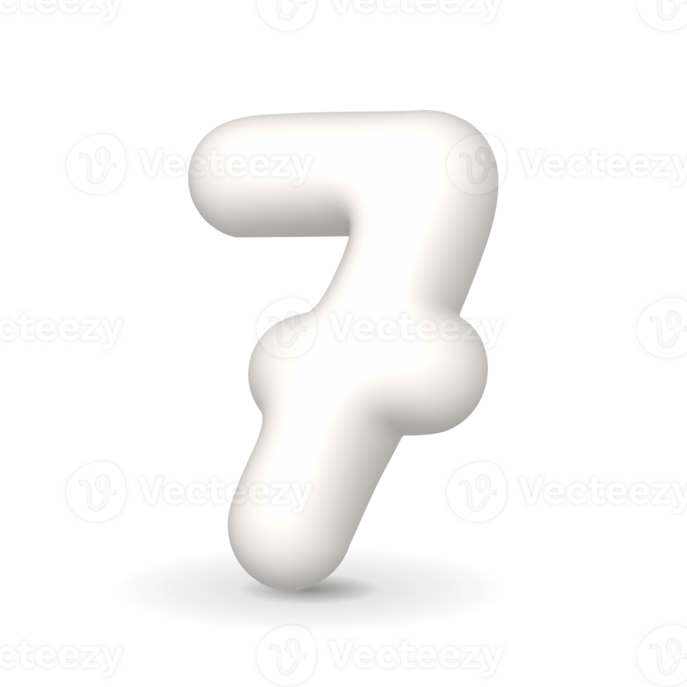Glossy white balloon digit seven. 3d realistic illustration. For events. png