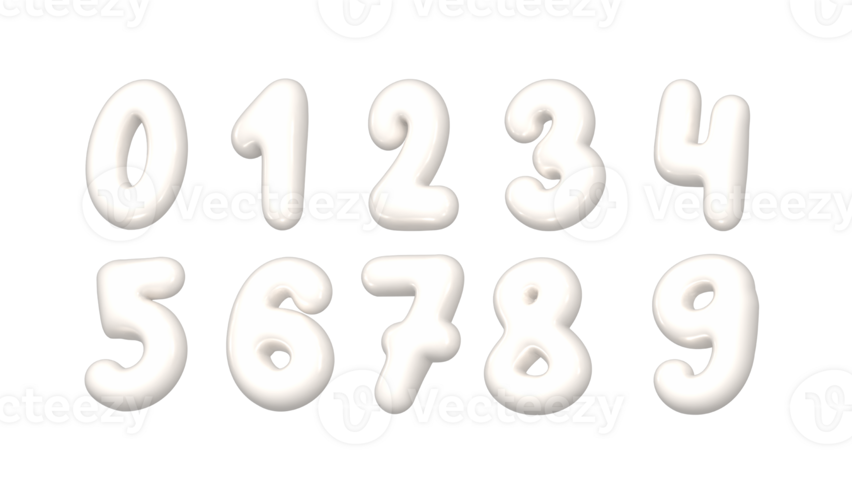 Luxury white balloon numbers set. 3d realistic design element. For sales. png