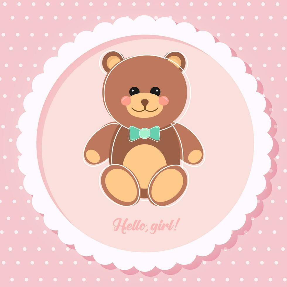 Vector cards for Baby Shower with cute bear. Hello baby.birthday card, vector image