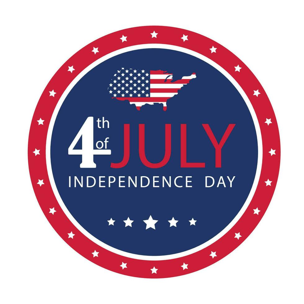 4th of July. USA Independence Day. USA independence day round icon. Usable for greeting cards, banner, background. Vector illustration