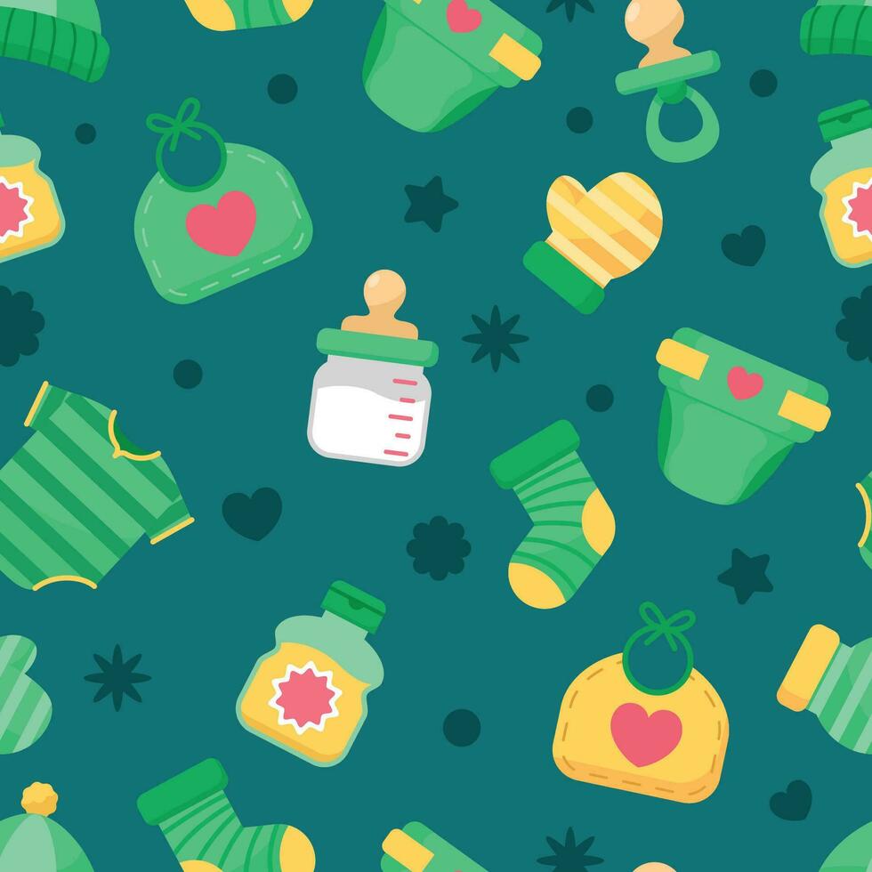 Clothes And Baby Equipment Seamless Pattern vector