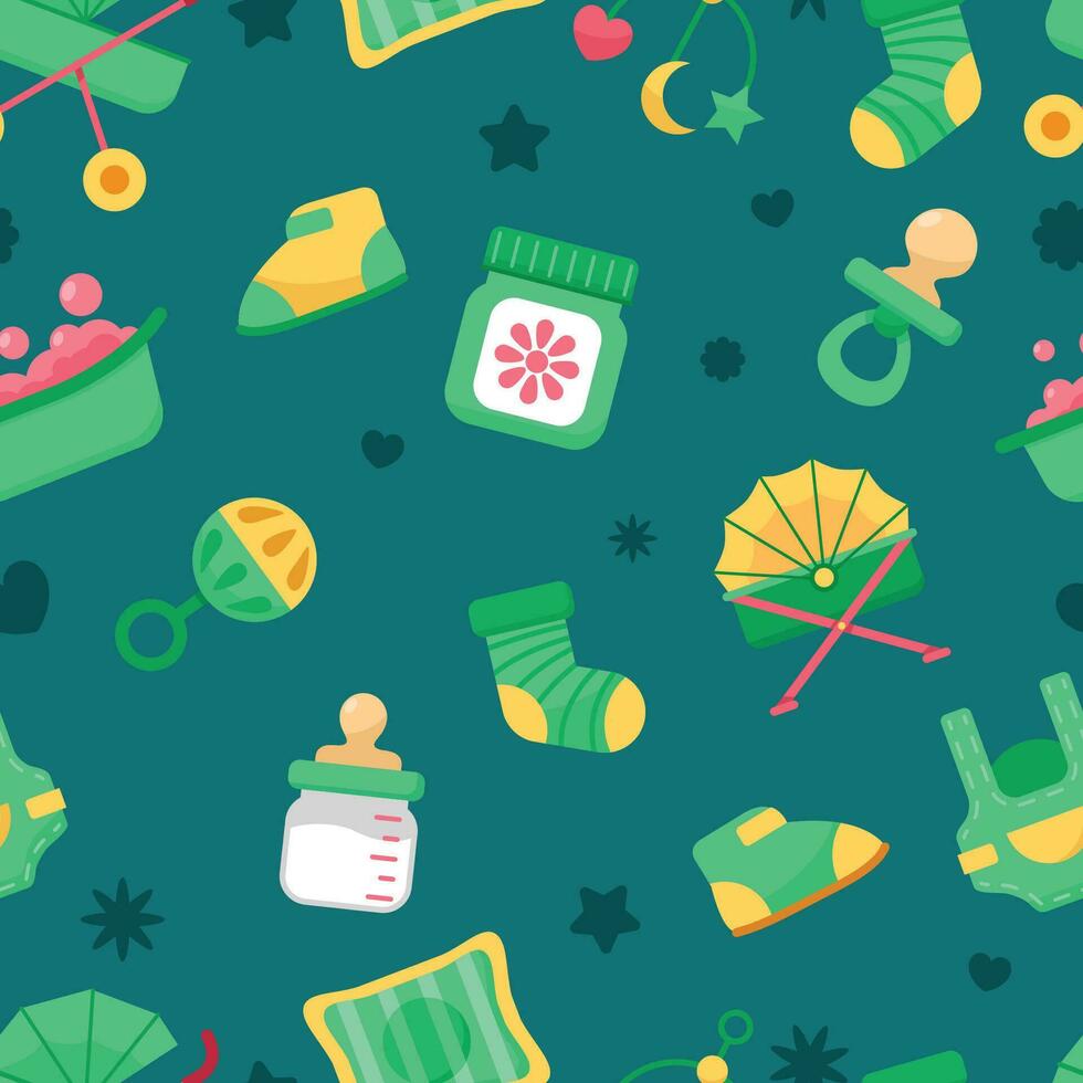 Cute Baby Equipment Seamless Pattern vector