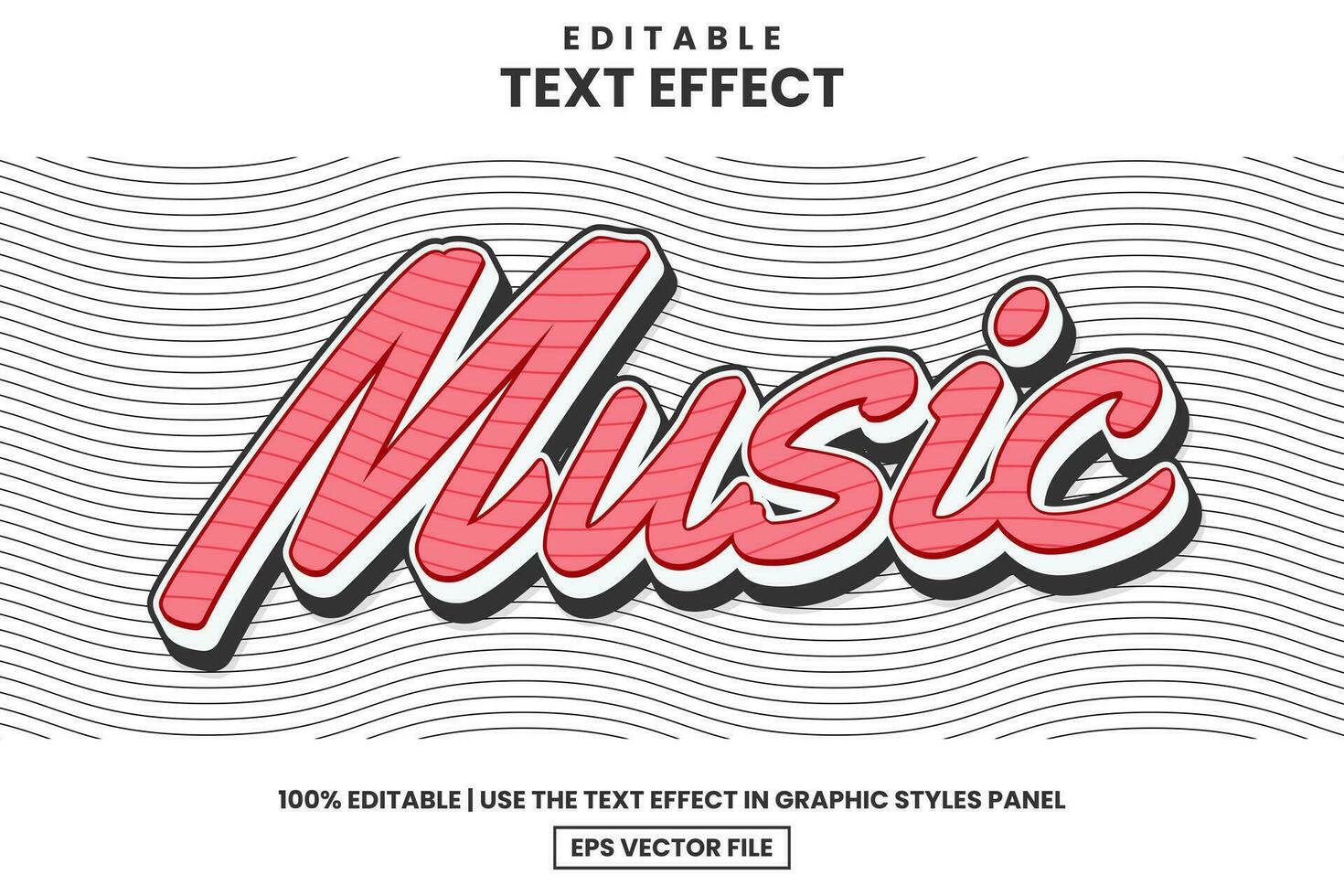 música 3d dibujos animados editable texto efecto modelo moderno estilo, vector ilustración
