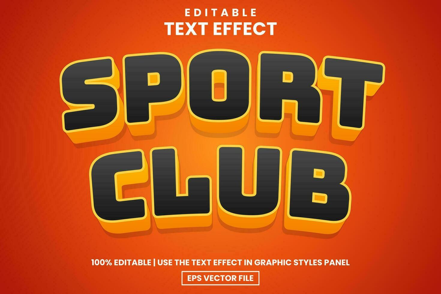 Sport club team cartoon style editable text effect template, vector illustration