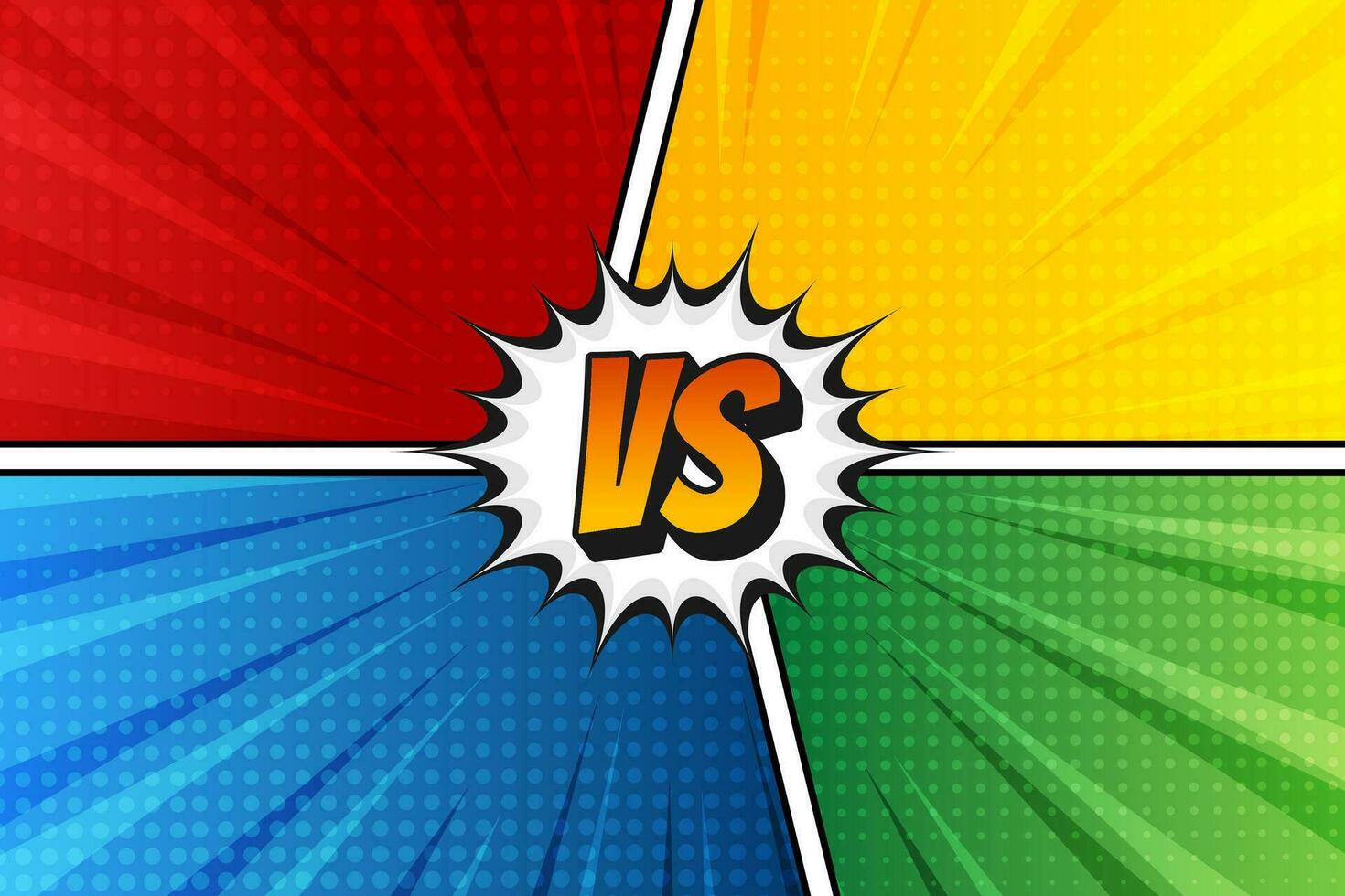 Comic book duel versus background with cartoon rays explosion vector