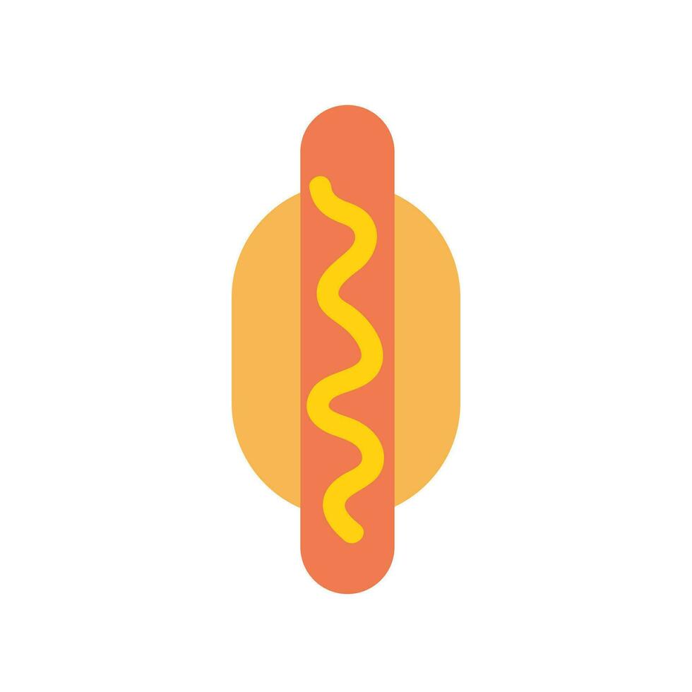 Appetizing delicious divine yummy tasty hot dog with mustard fast food icon. Vector illustration in minimal cartoon flat style isolated on white background. For delivery, vendor, menu card.