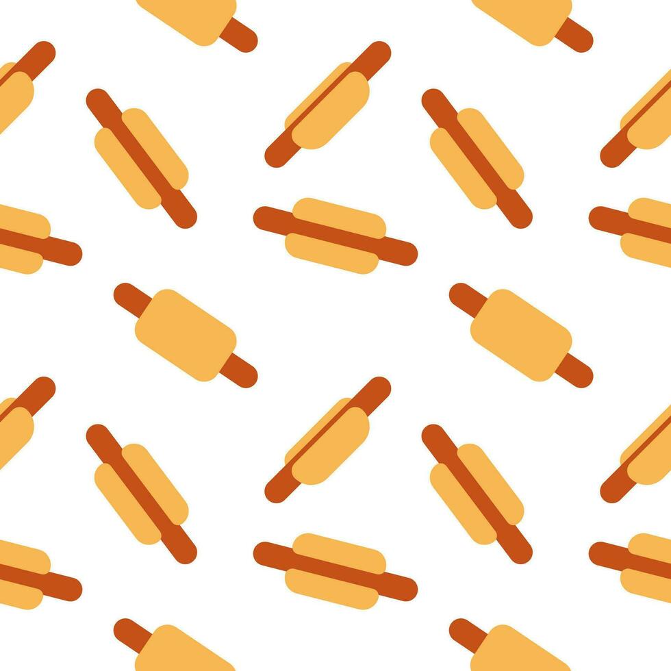 Tasty appetizing yummy delicious divine Hot Dog fast food seamless pattern. Vector illustration in minimal cartoon flat style isolated on white background. For delivery, menu card, vendor.