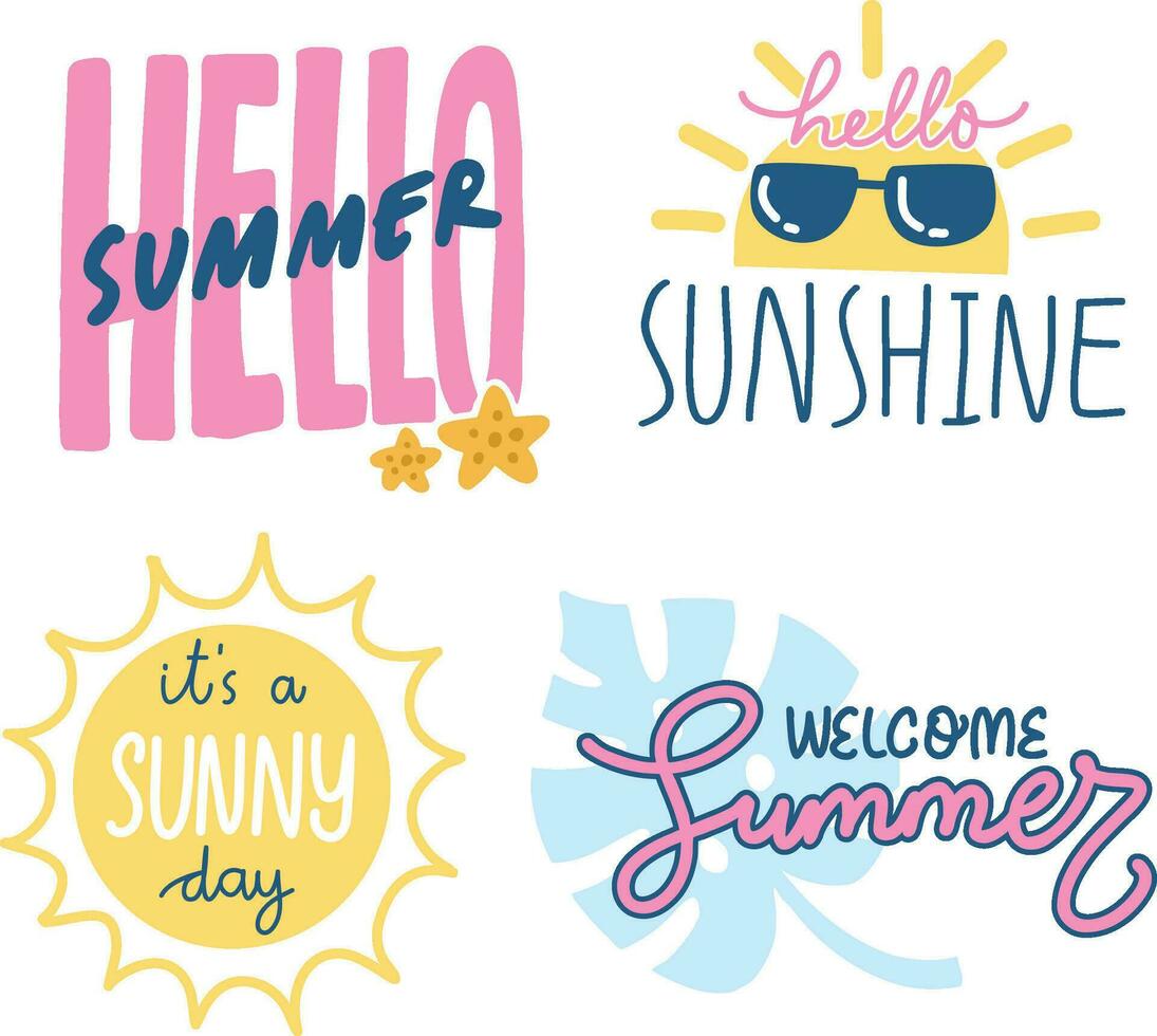 Set Collection Summer Lettering Quote Illustration vector