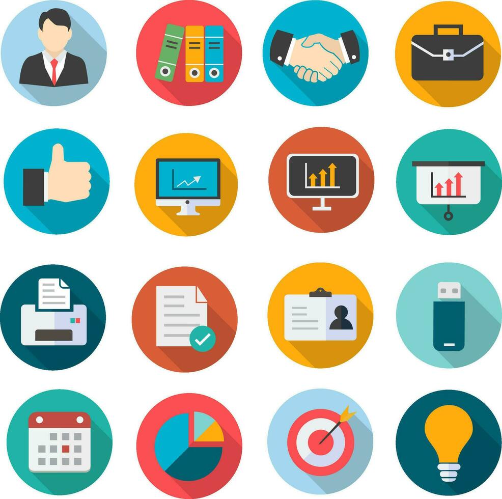 Business Office flat icon set vector