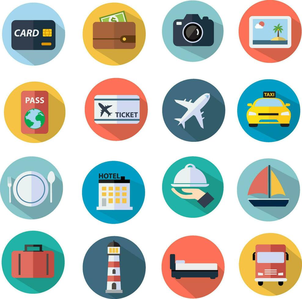 Travel Icons Set flat design vector