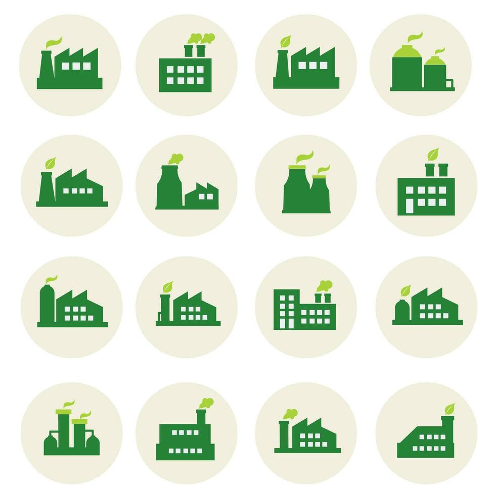 Green Factory icons set,ECO industrial factory Logo.vector illustration vector