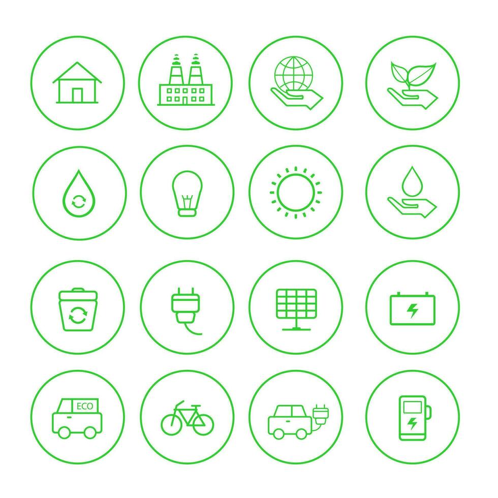 Ecology line icon set vector