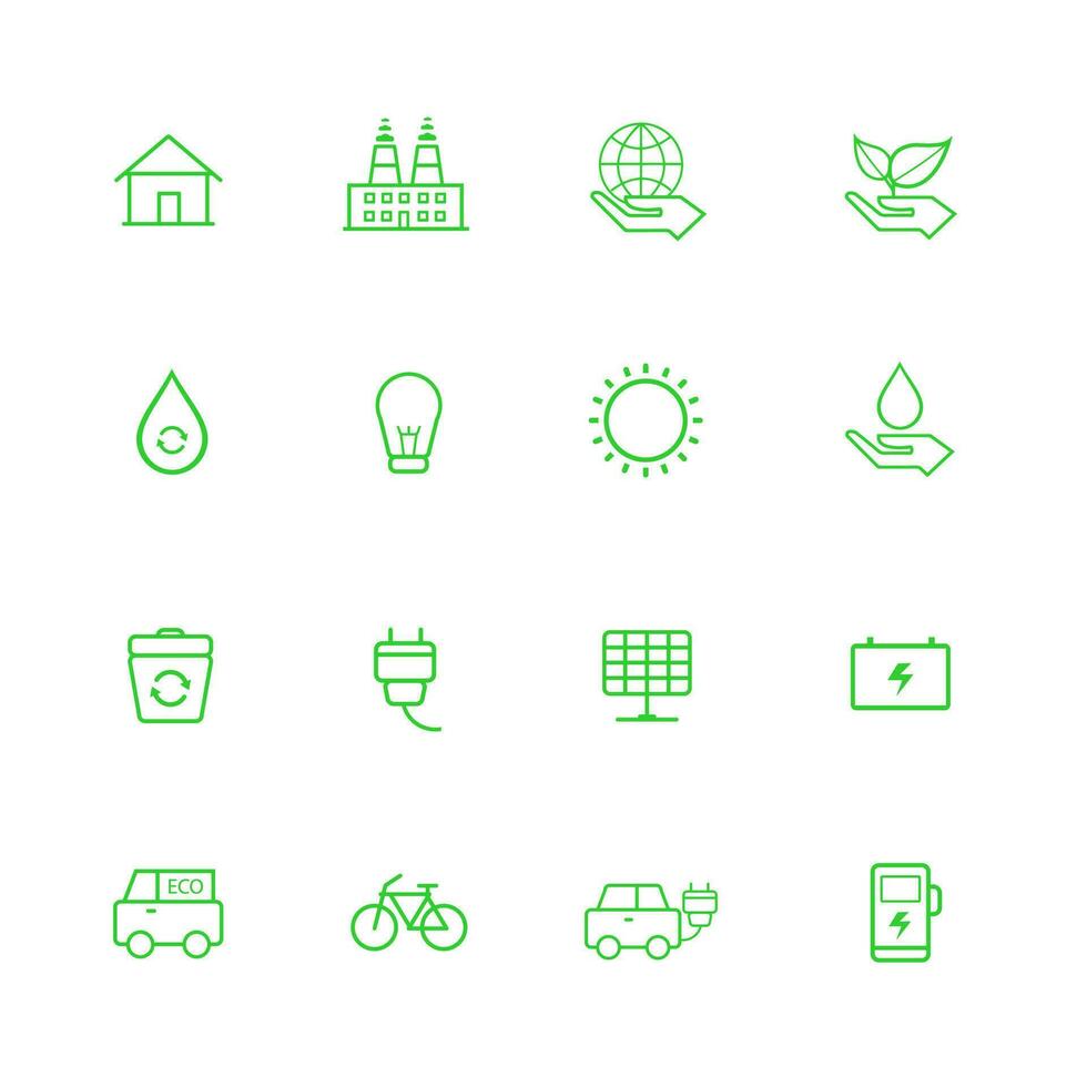 Environment  line icon set on white Background vector